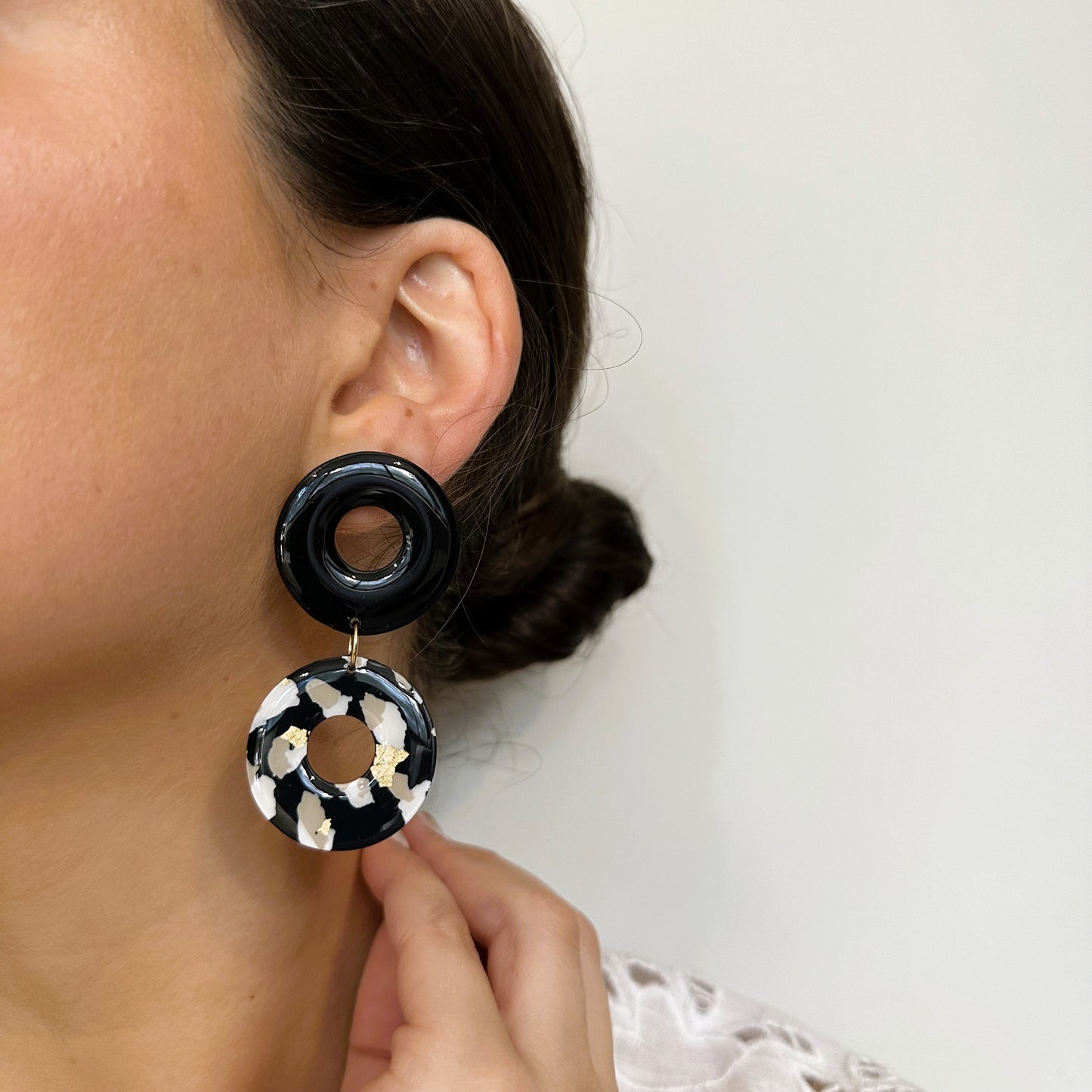 Aros Maia (Negros-Print-Gold Alternados)